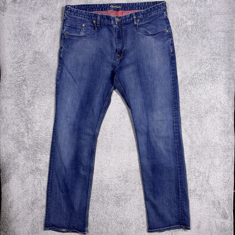 Robert Graham Yates Classic Fit Jeans Men's 40x34 Dark Wash Straight Leg Luxury